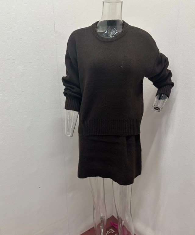 Sweater Skirt Sets For Women 2 Pieces Knit Casual Versatile Long Sleeve Pullover Elegant Solid High Waist Mini Skirt Outfit view 7