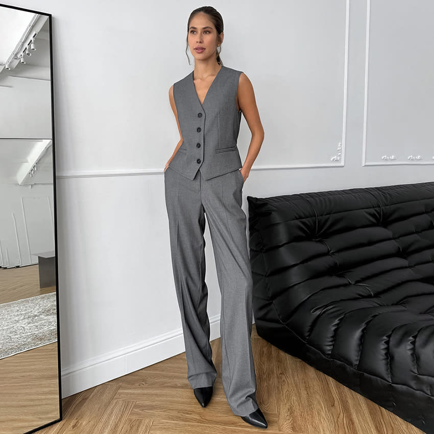 French Slim V-neck Simple Graceful Casual Suit view 3