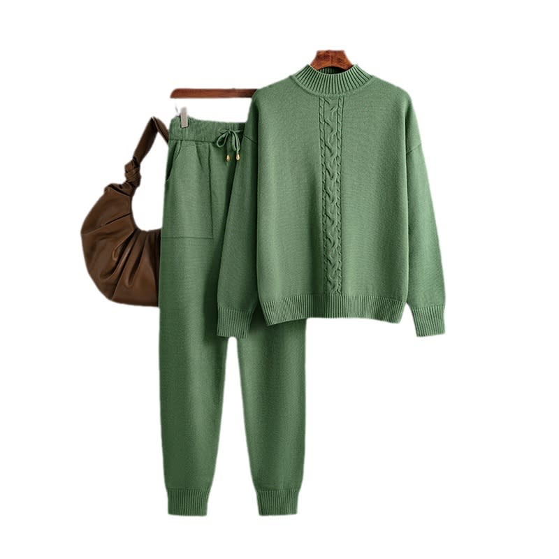 Half Turtleneck Twist Knitting Suit Casual Sweater view 3