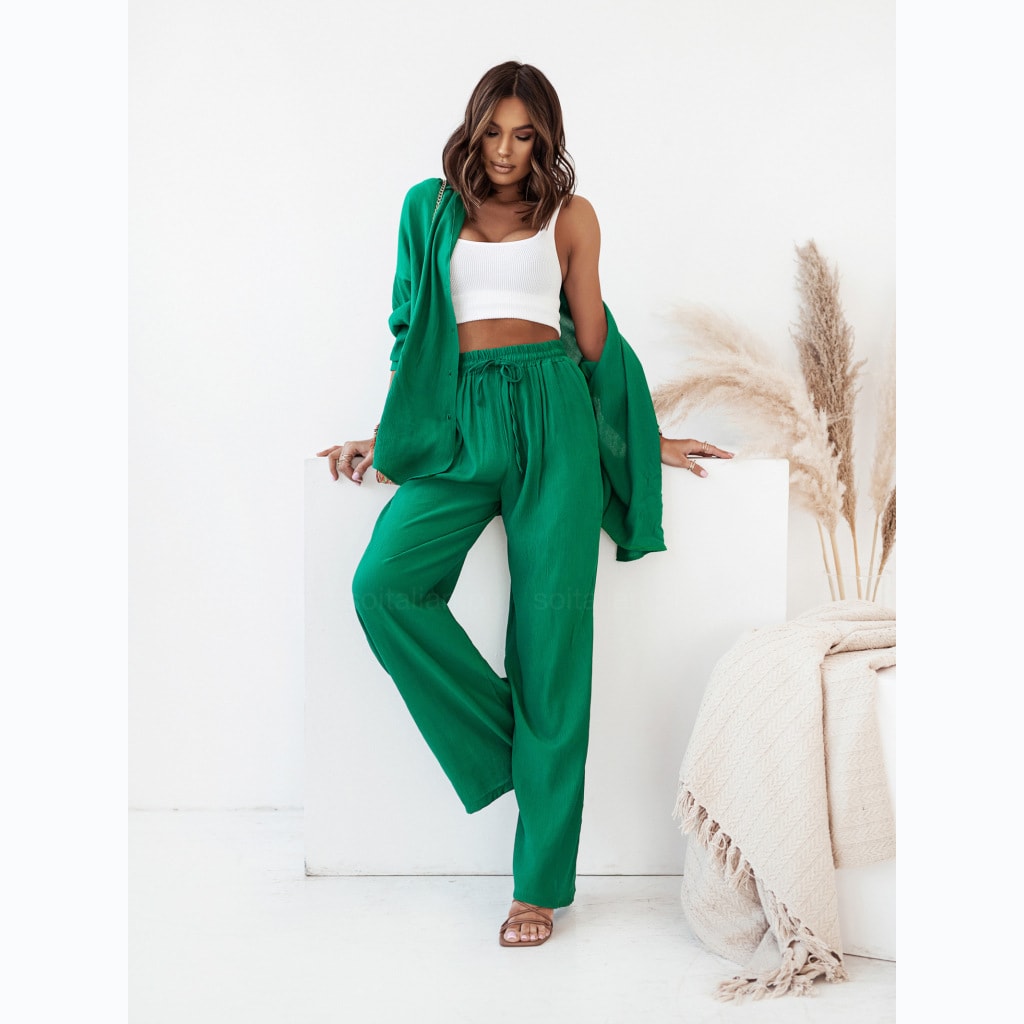 European And American Ins Style Solid Color Leisure Fashion Long Sleeve Blouse And Pants view 8