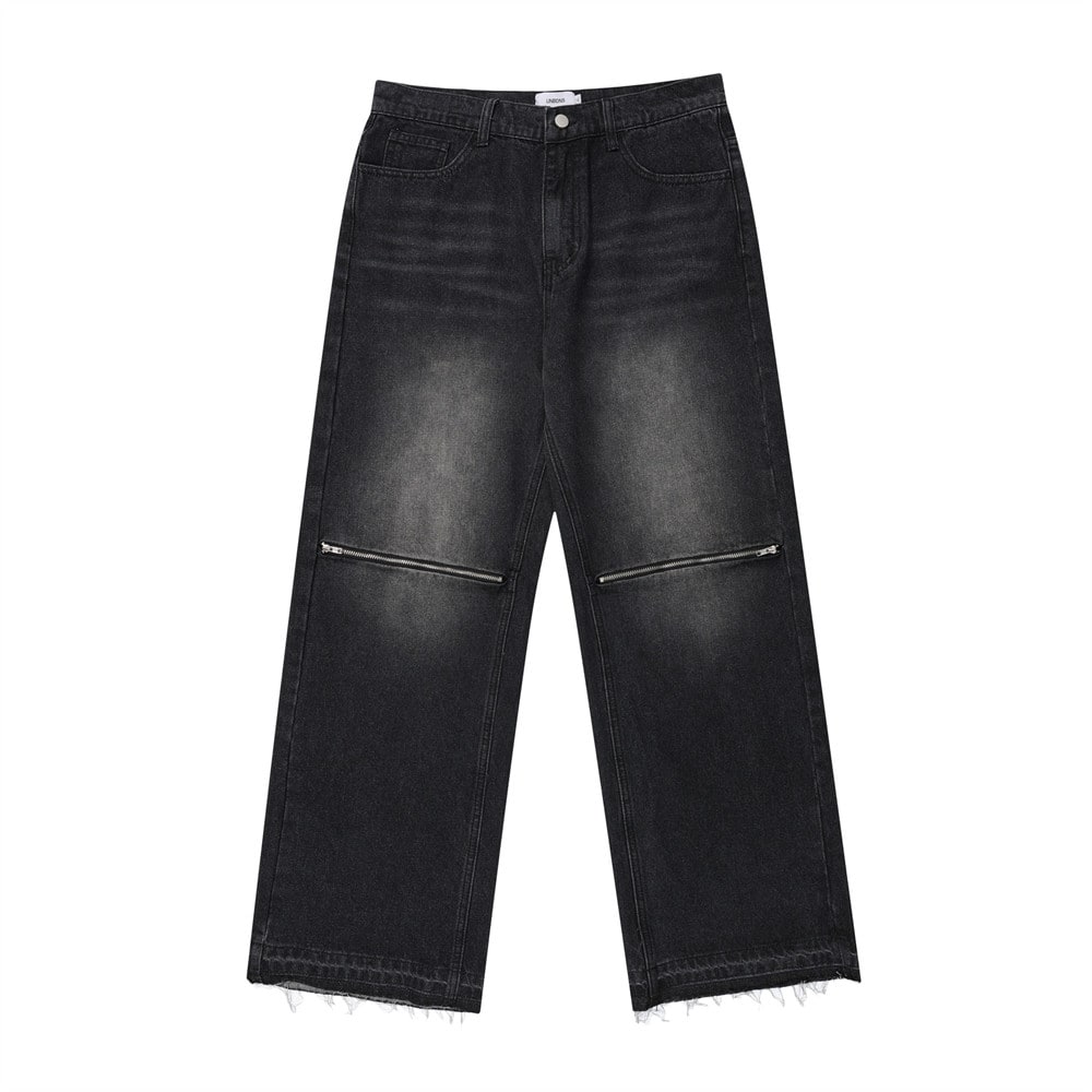 Washed And Worn Raw Hem Jeans view 9