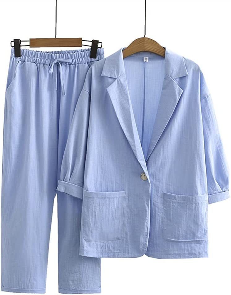 Women's Cotton Linen Coat Pants Fall Loose Fashion Suit view 10