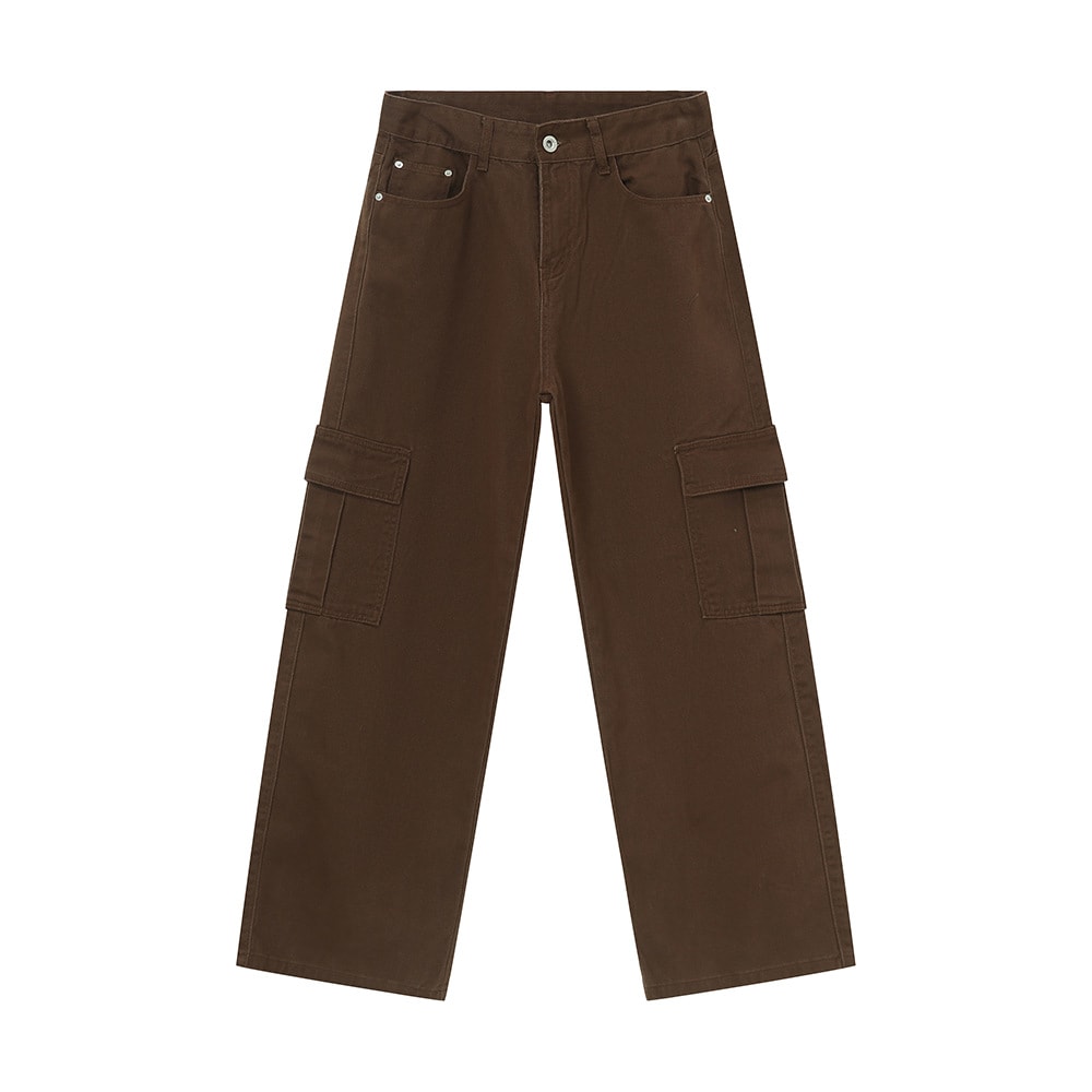Men's Solid Color Basic Loose Casual Straight-leg Denim Trousers view 9