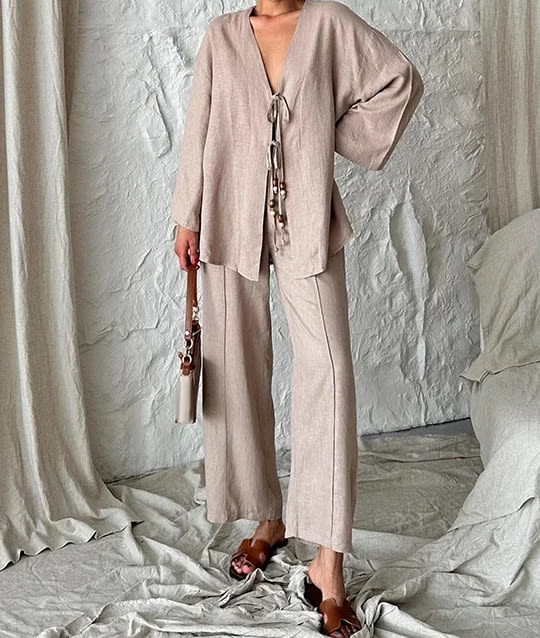 Women's Loose Casual Solid Color Suit view 3