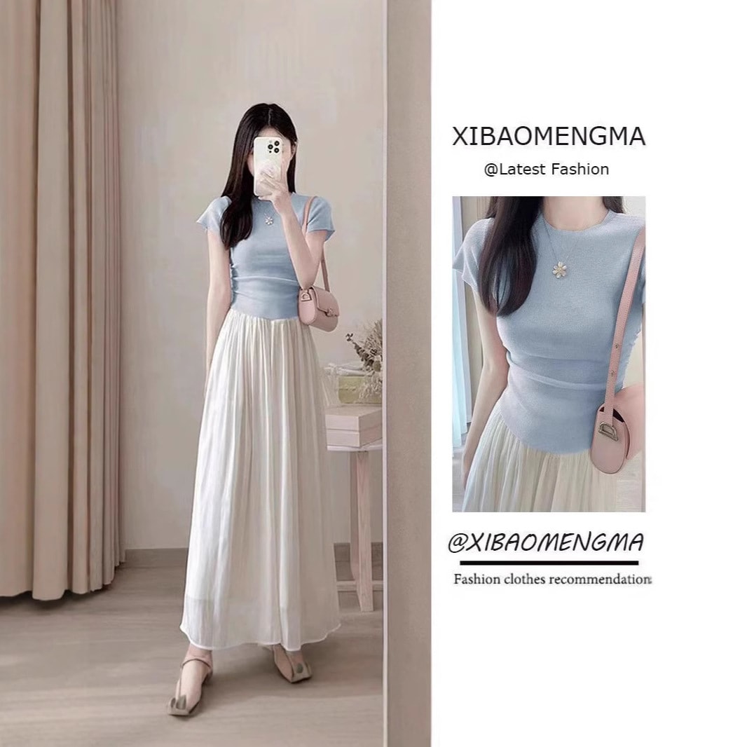 Short Sleeve Top And Skirt Two-piece Suit view 8