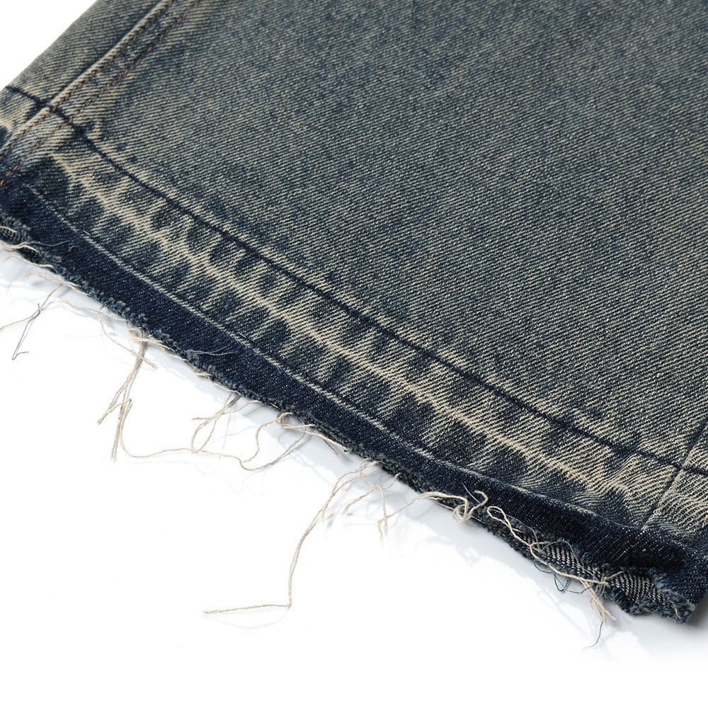 Washed And Worn Raw Hem Jeans view 4