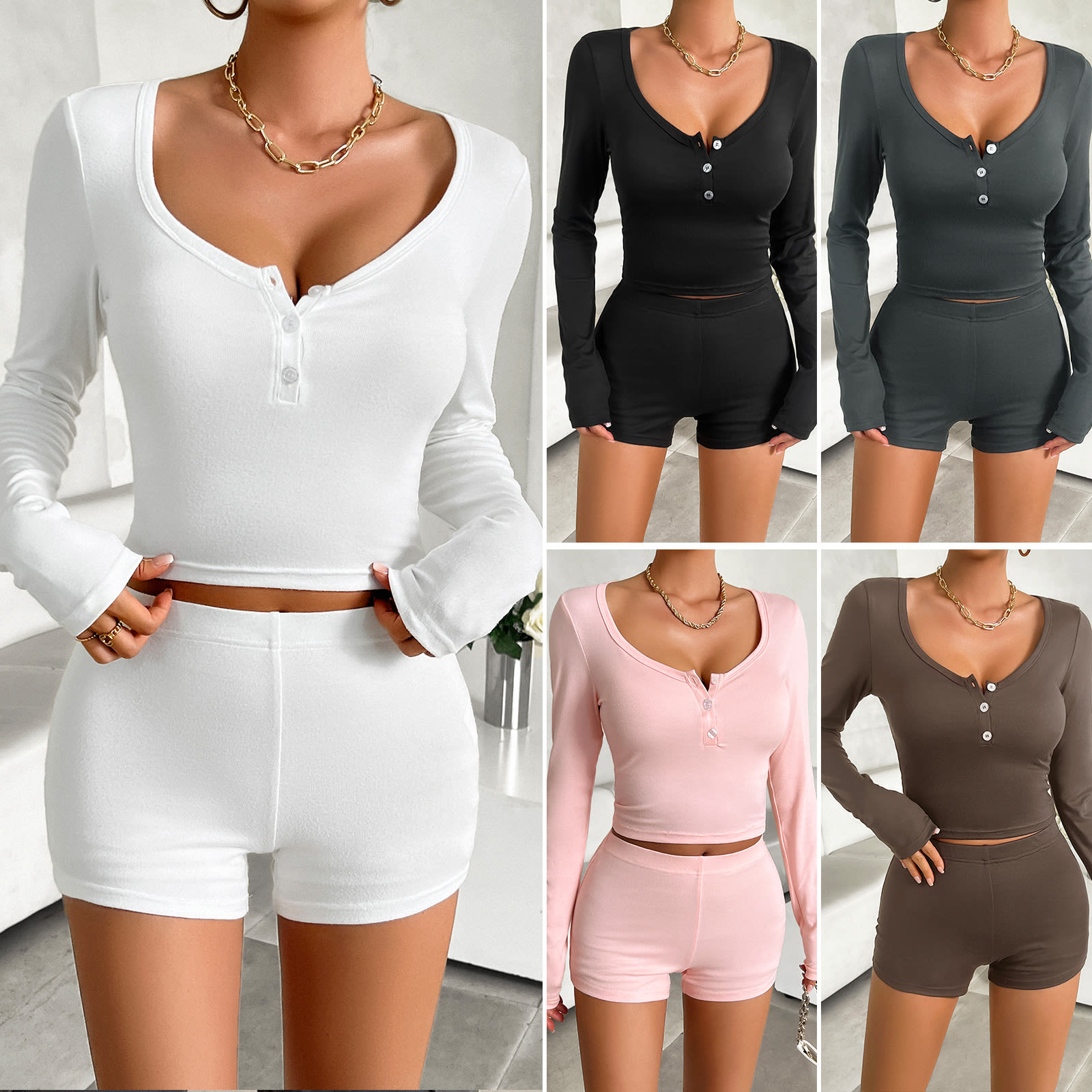 Slim Long Sleeve Top Trousers Suit view 2