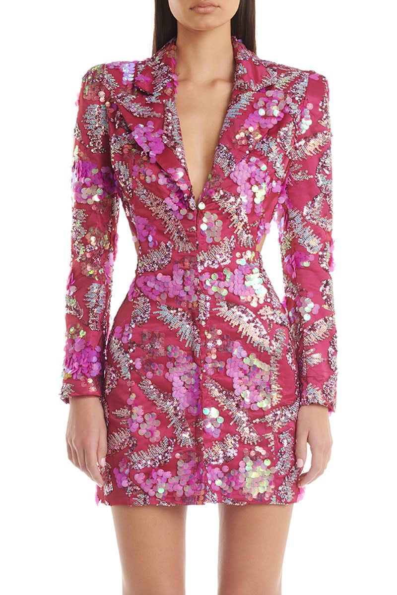 Sequined Backless Mid-length Suit Jacket view 3