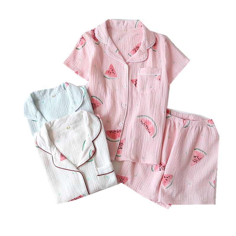Summer Cotton Crepe Pajamas Short-sleeved Shorts Small Fresh Can Be Worn Outside Ladies' Homewear view 5