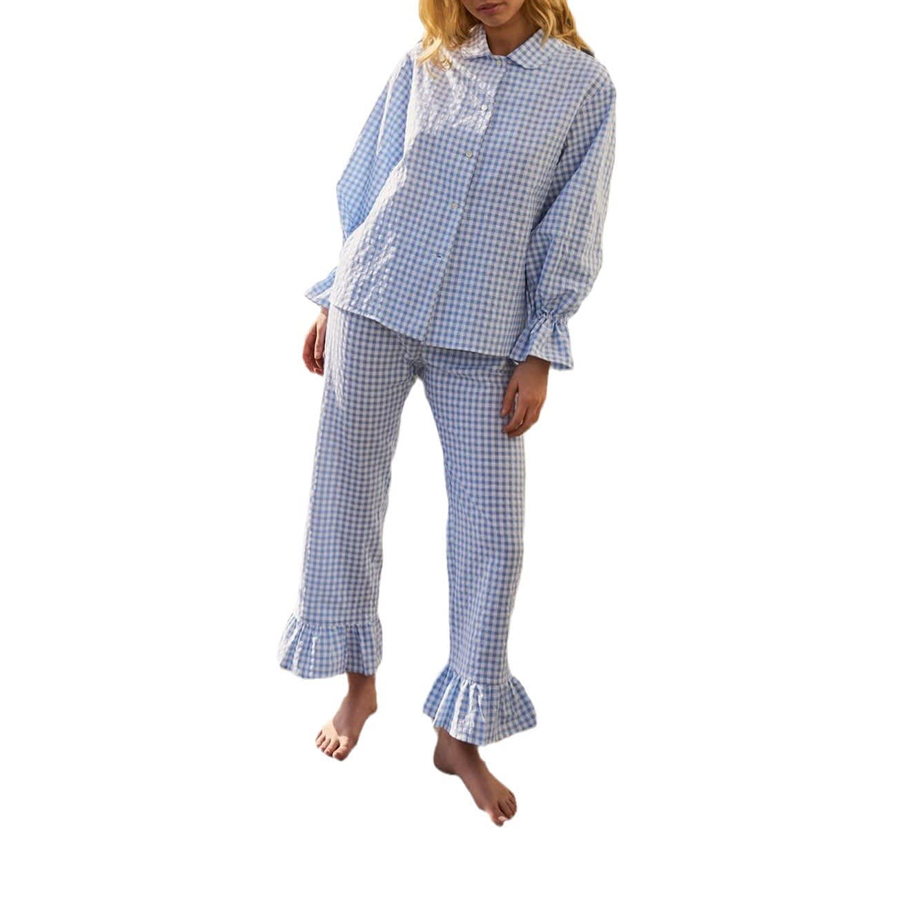 Women's Casual Two-piece Suit Bell Sleeve Top Mesh Trousers view 3