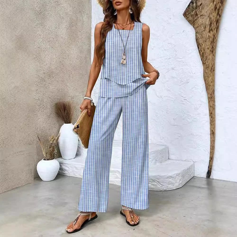 Women's Sleeveless Double Layer Vest Pants Suit