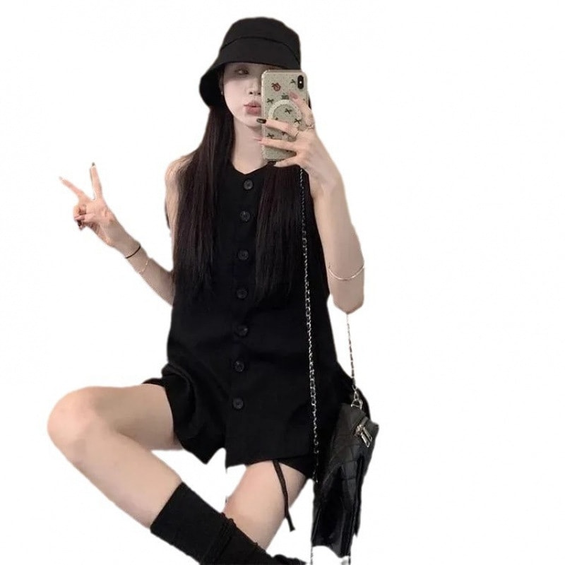 Casual Sweet Hot Girl Suit Women's Black Loose view 2
