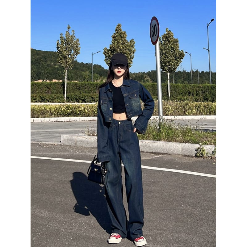 Wide Leg Jeans Two-piece Suit view 5