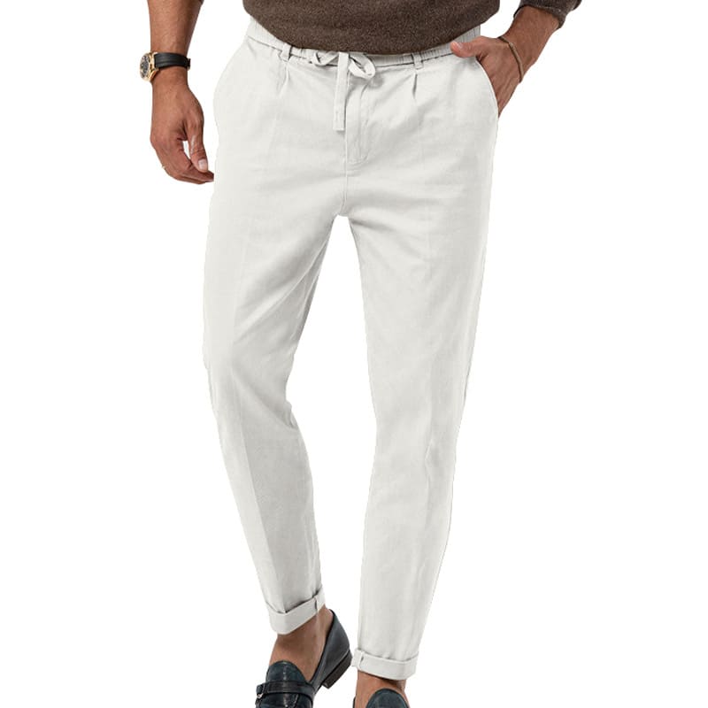 Casual Drawstring Pants Men's Business Straight Solid Color Suit Pants view 6