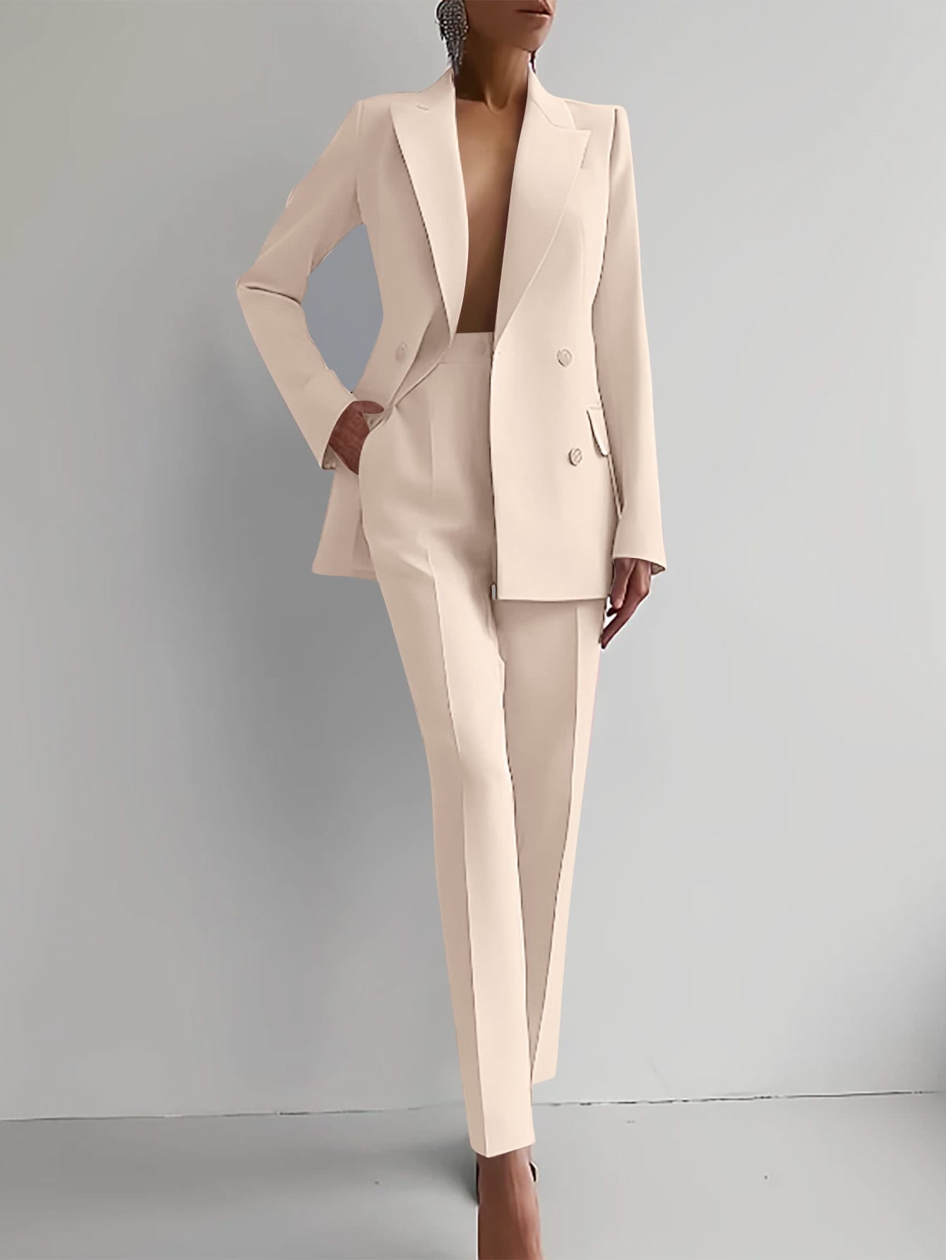 Casual Suits Fashion Long Sleeve Single-breasted Jacket Top And Slim Fit Trousers Women's Business Suits view 16