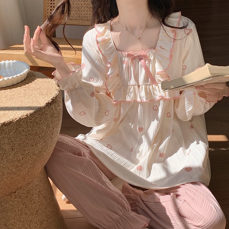 Women's Fashion Casual Long Sleeve Cotton Loose Homewear Suit view 8