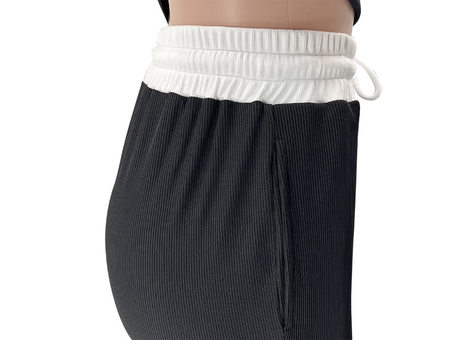 Round Neck Contrast Color Women's Fashion Casual Wide-leg Pants Sports Suit view 42