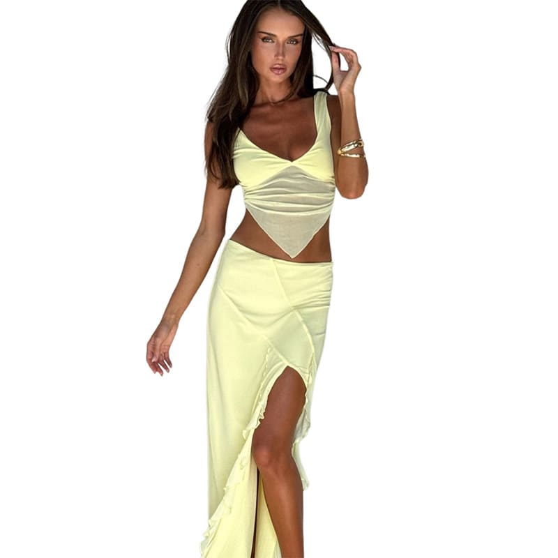 Fashion All-match Wave Slit Skirt Suit Women view 24