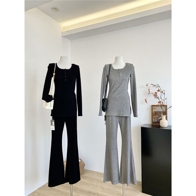 Women's Solid Color Casual Top And Trousers view 7