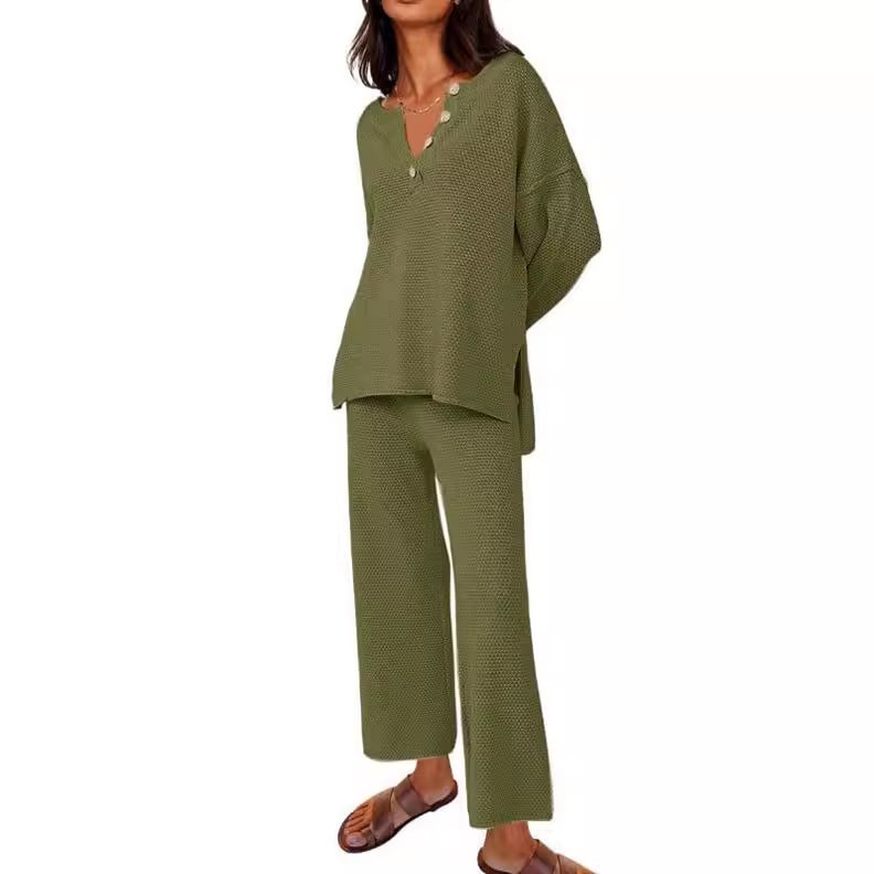 European And American Solid Color Fashion Loose Leisure Suit Two-piece Set view 7
