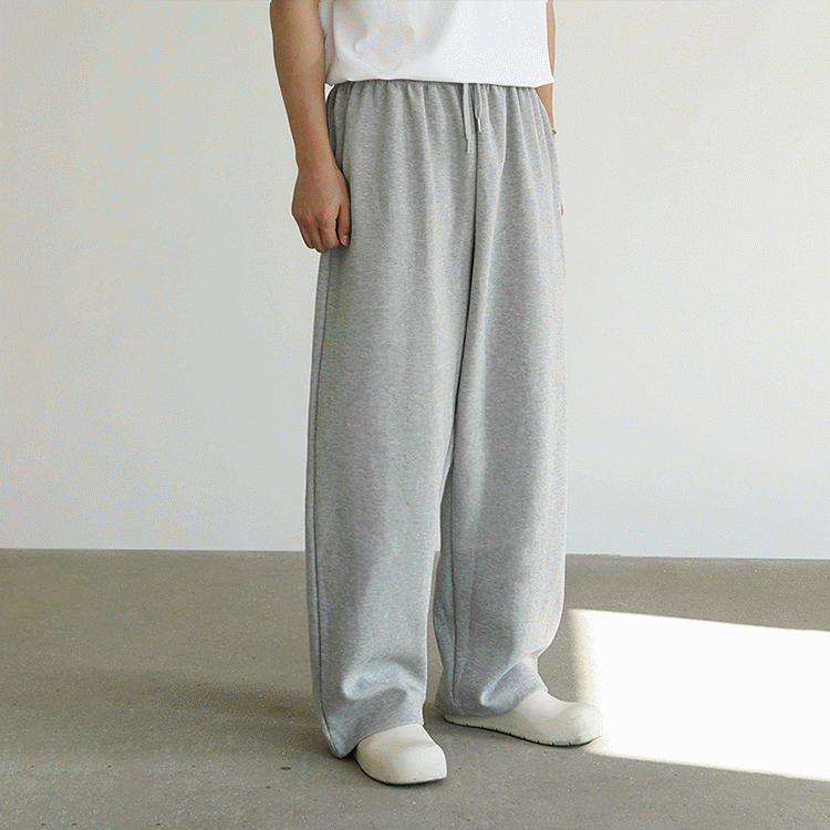 Men's Wide Leg Sweatpants Cotton Loose Gray Sweatpants Casual Trousers view 4