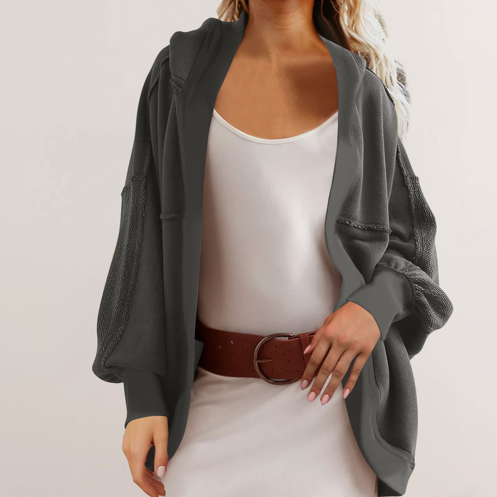 Women's Hooded Temperament Commute Loose Sweater view 2