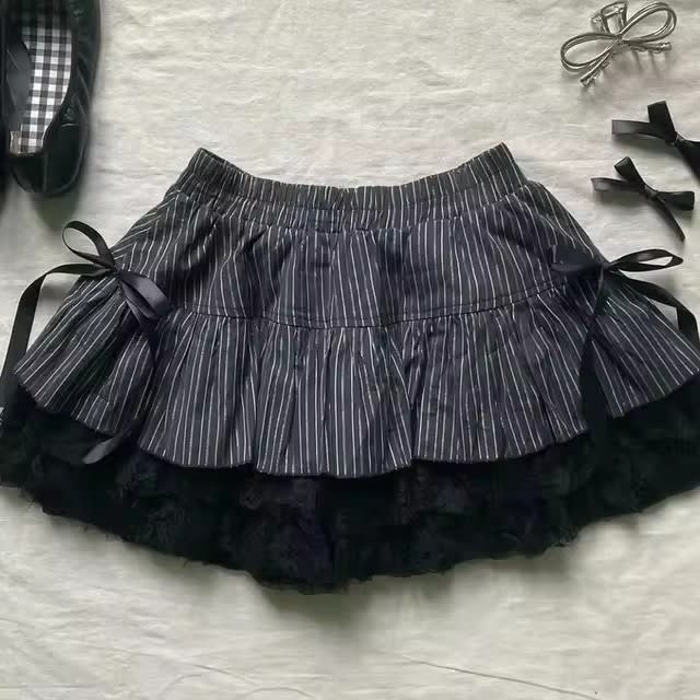 Cute Fashion Bow Waist Trimming Fashion Gothic Vintage Skirt view 3