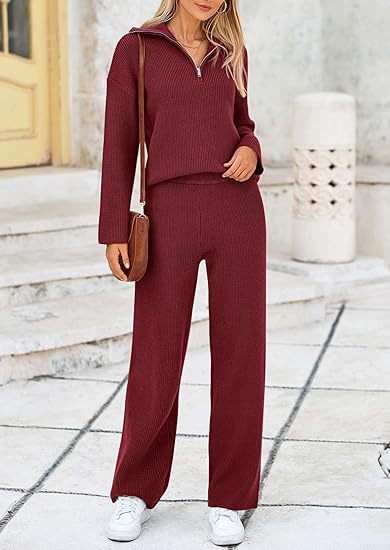 European And American Autumn And Winter Knitting Two-piece Set Casual And Comfortable Half-open Zipper And Lapel Sweater view 11