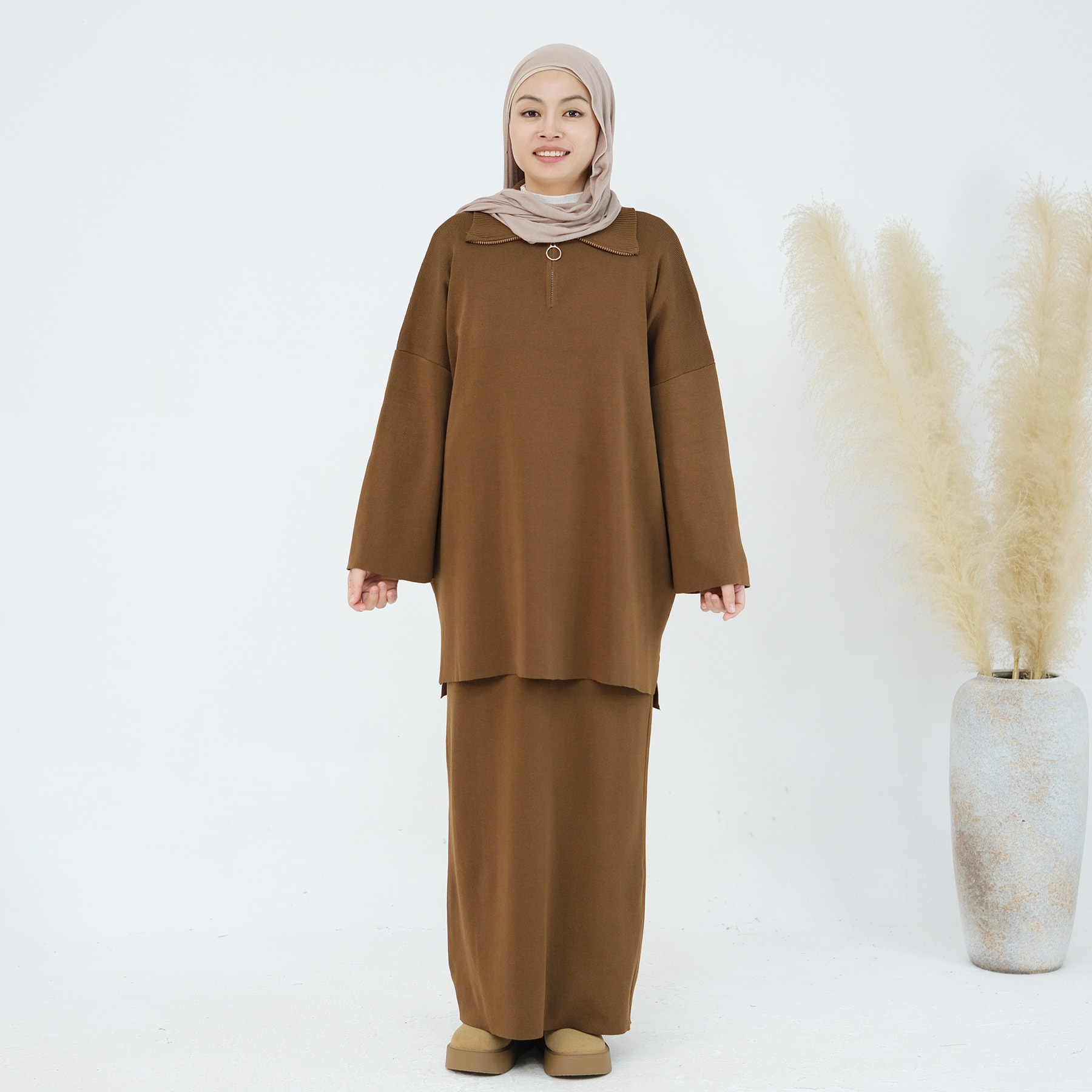 Autumn And Winter Thickening Knitted Top Loose Two-piece Suit view 8