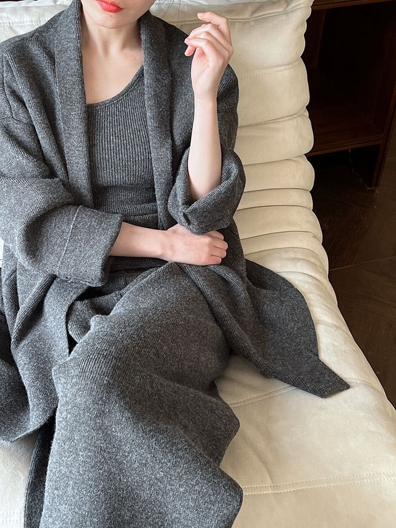 French Simplicity Cardigan Vest Wide Leg Pants Three-piece Set view 6