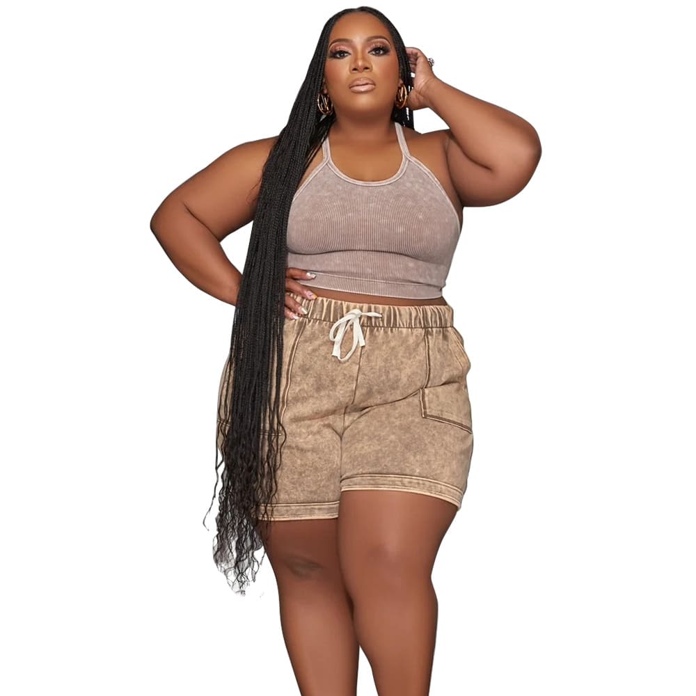 Plus Size Suit Printing Casual Vest Shorts Set view 23
