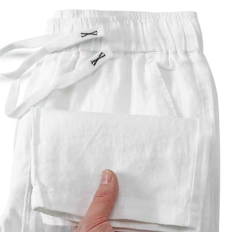Pure Linen Breathable Chinese Style Elastic Waist New Trousers Li Gao view 6