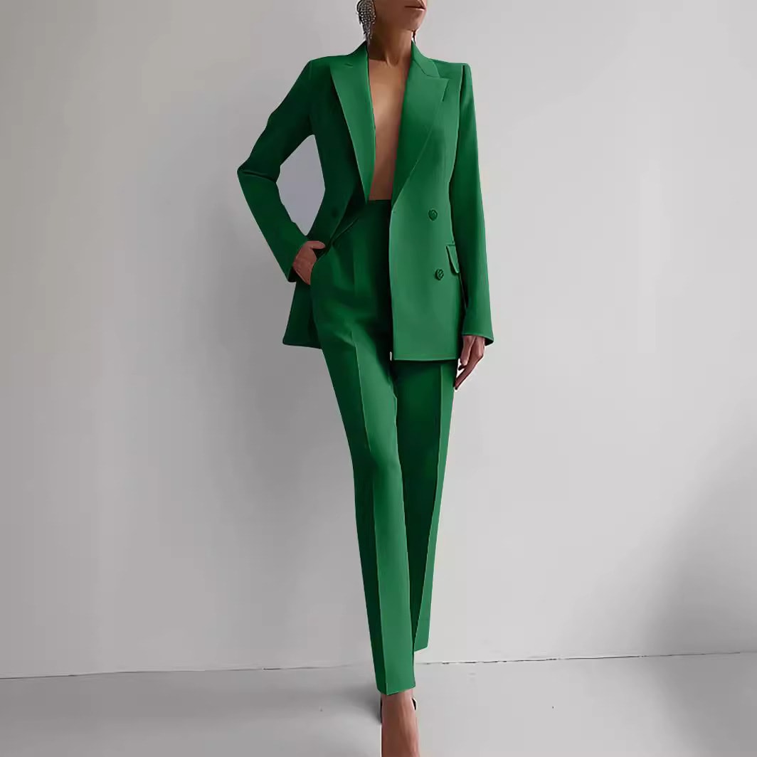 Casual Suits Fashion Long Sleeve Single-breasted Jacket Top And Slim Fit Trousers Women's Business Suits view 6