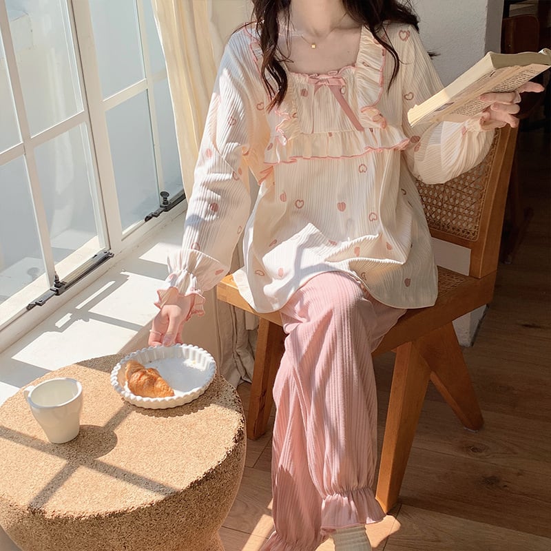 Women's Fashion Casual Long Sleeve Cotton Loose Homewear Suit view 1