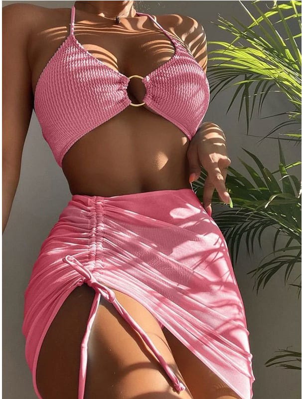 3pcs Halter Bikini Summer Fashion Personalized Three-point Beach Swimsuit For Women view 5