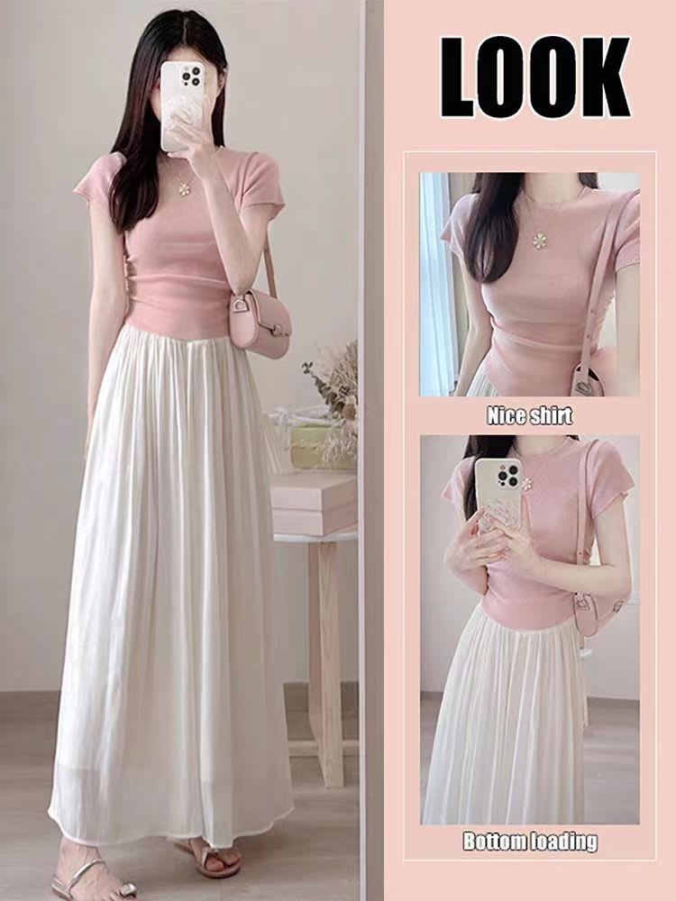 Short Sleeve Top And Skirt Two-piece Suit view 10