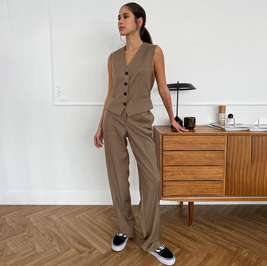 French Slim V-neck Simple Graceful Casual Suit view 4