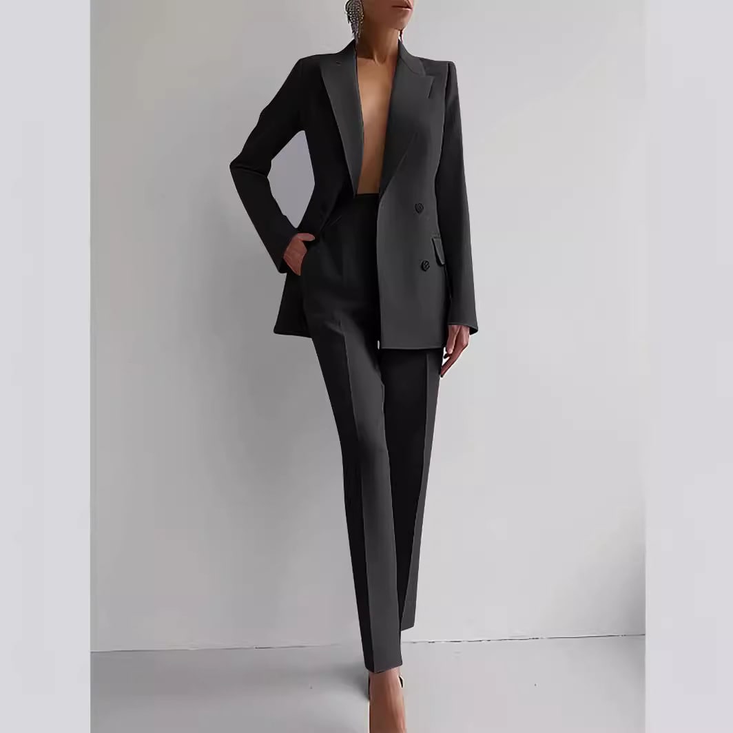 Casual Suits Fashion Long Sleeve Single-breasted Jacket Top And Slim Fit Trousers Women's Business Suits view 11