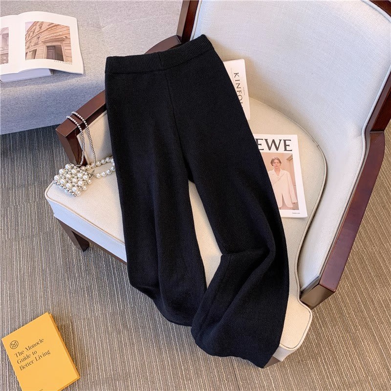 New Casual Knitted Sweater Loose Youthful-looking Wear Slimming Wide Leg Pants Two-piece Suit view 2