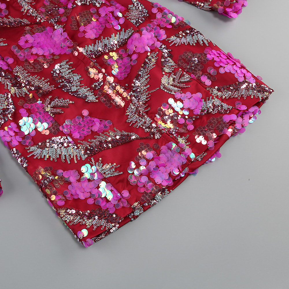 Sequined Backless Mid-length Suit Jacket view 20