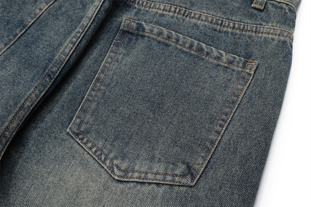 Washed And Worn Raw Hem Jeans view 6