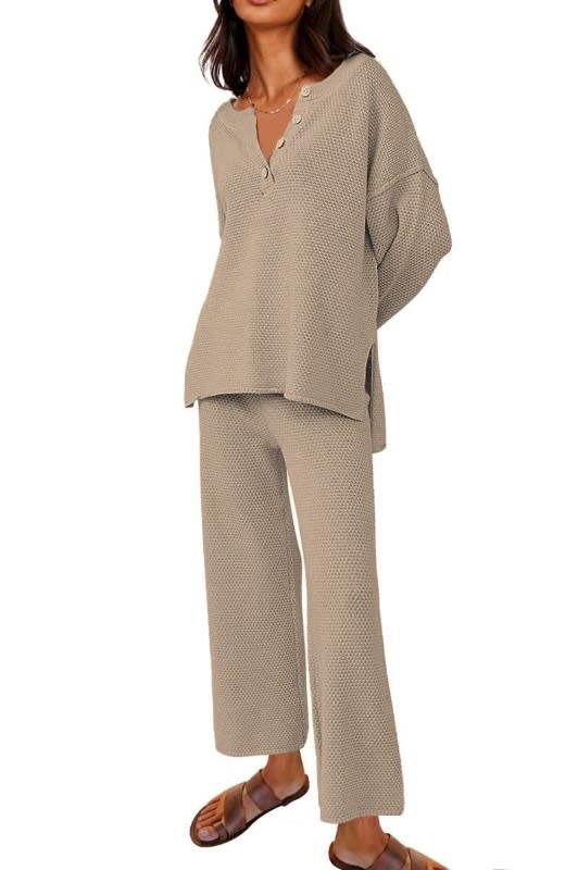 European And American Solid Color Fashion Loose Leisure Suit Two-piece Set view 2