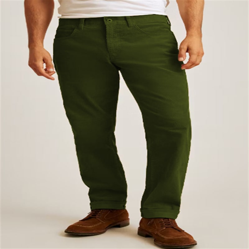 Corduroy Solid Color Loose Casual Straight Trousers view 8