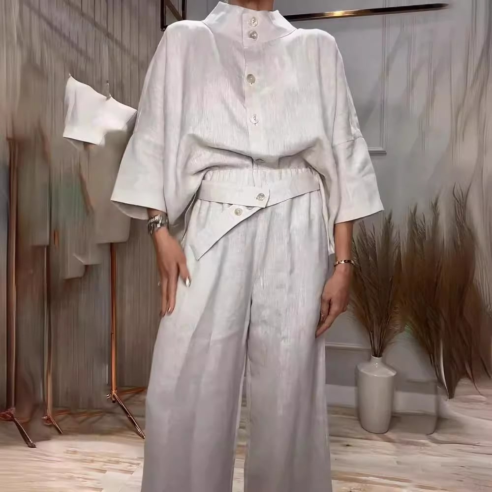 City Elegant Comfortable Stand-up Collar 34 Sleeve Shirt Outfit view 6