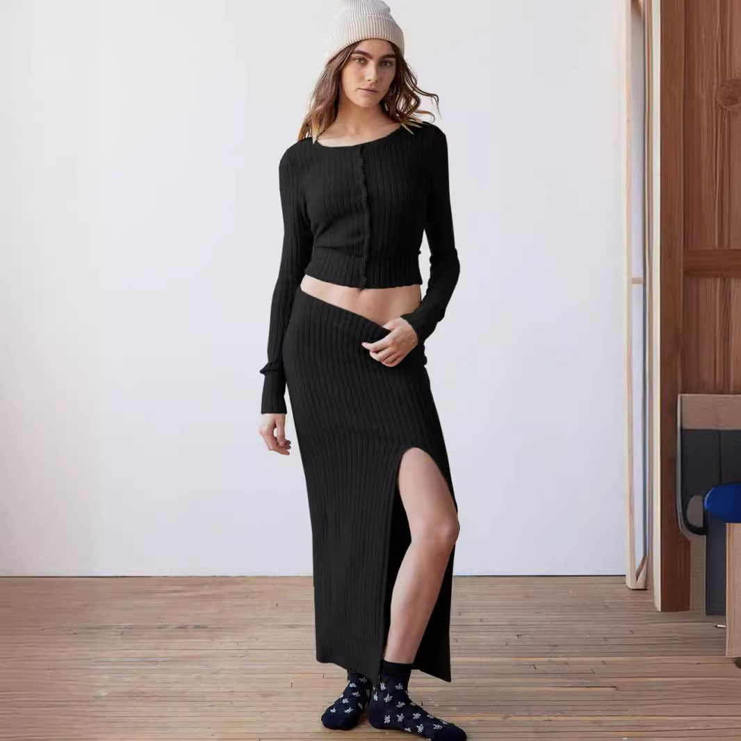 Women's Long-sleeve Shirt Split Dress Suit view 1