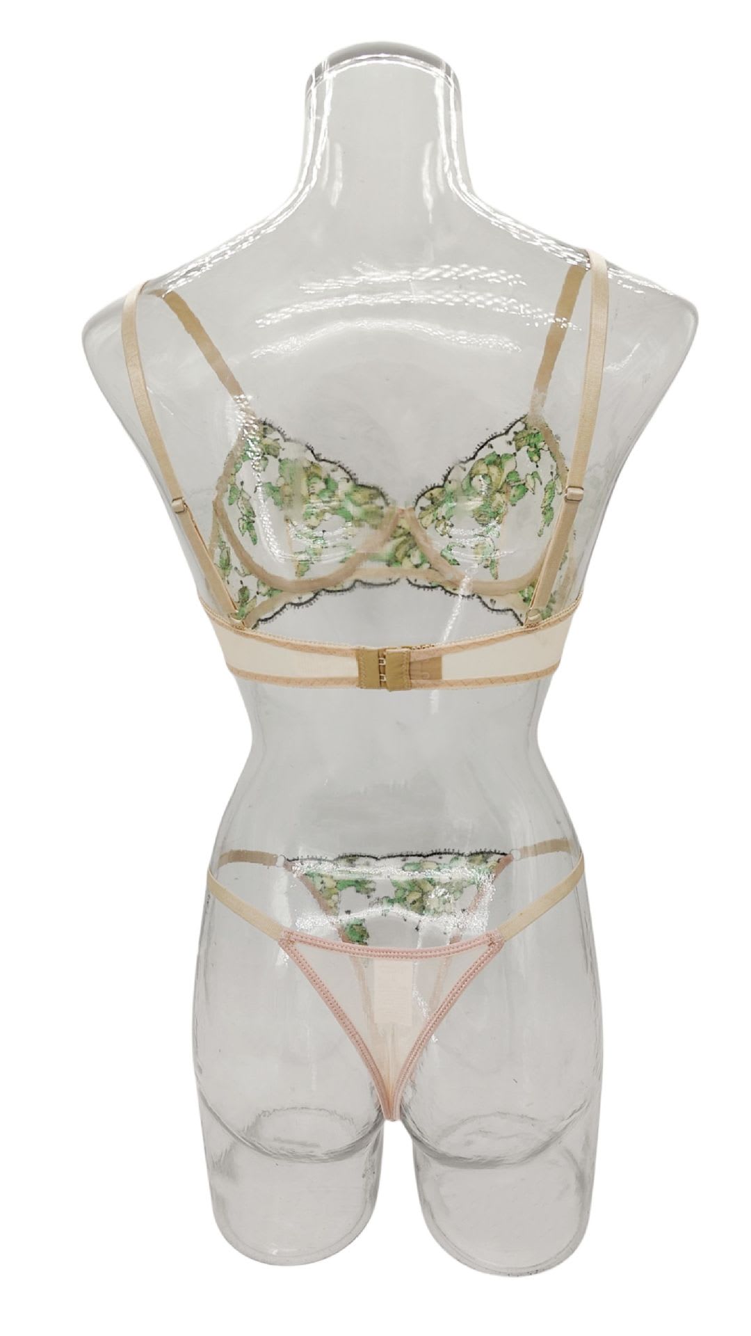 Women's Mesh Multi-color Embroidery Transparent Underwear Suit view 7