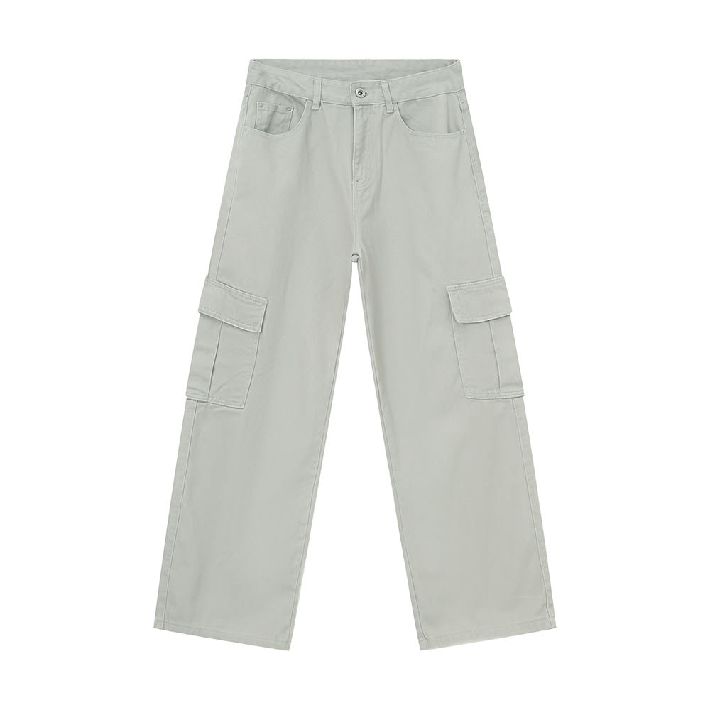 Men's Solid Color Basic Loose Casual Straight-leg Denim Trousers view 12