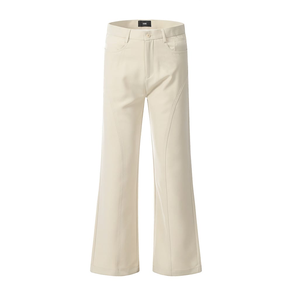 Niche Design Split Stitching Casual Loose Flared Trousers view 6