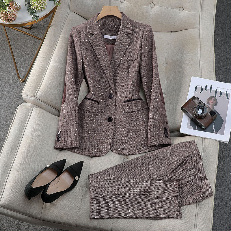 New Gray Professional Long Sleeve Women's Two-piece Suit view 4