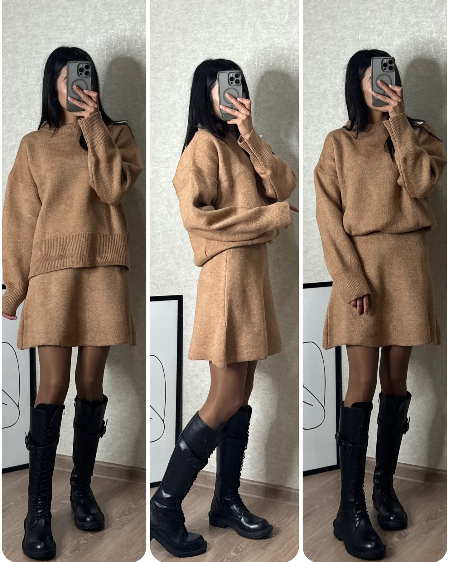 Sweater Skirt Sets For Women 2 Pieces Knit Casual Versatile Long Sleeve Pullover Elegant Solid High Waist Mini Skirt Outfit view 11